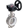 Затвор дисковый поворотный DN.ru WBV3232P-2W-Fb-H Ду40 Ру16 межфланцевый, корпус - нержавеющая сталь 316L, диск - нержавеющая сталь 316L, уплотнение - PTFE, с редуктором HGB RQN1-180Z с индикатором положения