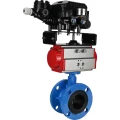 Затвор дисковый поворотный DN.ru WBV1313E-2W-F-H Ду125 Ру16 фланцевый, корпус - чугун GGG40, диск - чугун GGG40, уплотнение - EPDM, с пневмоприводом DN.ru PA-DA-130 и позиционером DN.ru YT-1000RSN с обратной связью
