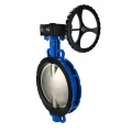 Затвор дисковый поворотный DN.ru WBV1431N-2W-Fb-ISO-R Ду350 Ру16 межфланцевый, корпус - чугун GGG50, диск - нержавеющая сталь AISI 304, уплотнение - NBR, с редуктором