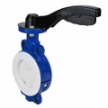 Затвор дисковый поворотный DN.ru WBV3434Pf-2W-Fb-H Ду100 Ру16 корпус - углеродистая сталь WCB, диск - углеродистая сталь WCB, футерованный PTFE, уплотнение - PTFE, межфланцевый, с рукояткой