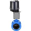 Затвор дисковый поворотный DN.ru WBV1331E-2W-F-H Ду100 Ру16 фланцевый, корпус - чугун GGG40, диск - нержавеющая сталь 304, уплотнение - EPDM, с электроприводом четвертьоборотным DN.ru QTSA-N-014EM-O0-220VAC с пружинным возвратом