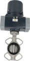 Затвор дисковый поворотный DN.ru WBV3131V-2W-Fb-H Ду65 Ру16 межфланцевый, корпус - нержавеющая сталь 304, диск - нержавеющая сталь 304, уплотнение - VITON, с электроприводом четвертьоборотным DN.ru QTSA-N-005EM-O0-220VAC с пружинным возвратом
