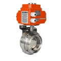 Затвор дисковый поворотный DN.ru WBV3131E-2W-T-H Ду65 Ру10 резьбовой, корпус - пищевая нержавеющая сталь 304, уплотнение - EPDM, с электроприводом QT-N-003EM-O1-220VAC-У1 HARK