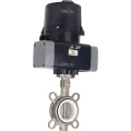 Затвор дисковый поворотный DN.ru WBV3131P-2W-Fb-H Ду150 Ру16 межфланцевый, корпус - нержавеющая сталь 304, диск - нержавеющая сталь 304, уплотнение - PTFE, с электроприводом четвертьоборотным DN.ru QTSA-N-020EM-O0-220VAC с пружинным возвратом