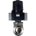 Затвор дисковый поворотный DN.ru WBV3131S-2W-C-H Ду15 Ру10 кламповый, корпус - пищевая нерж. сталь AISI 304, диск - нерж. сталь AISI 304, уплотнение - Silicon, с электроприводом четвертьоборотным DN.ru QTSA-N-003EM-O0-220VAC с пружинным возвратом