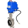 Затвор дисковый поворотный DN.ru WBV3131V-2W-Fb-H Ду50 Ру16 межфланцевый, корпус - нержавеющая сталь 304, диск - нержавеющая сталь 304, уплотнение - VITON, с электроприводом DN.ru QT-N-003EM-O1-12VDC-У1 blue 12В