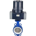Затвор дисковый поворотный DN.ru WBV3432P-2W-Fb-H Ду125 Ру16, корпус - углеродистая сталь WCB, диск - нержавеющая сталь 316L, уплотнение - PTFE, с электроприводом DN.ru QTSA-N-020EM-O0-220VAC с пружинным возвратом