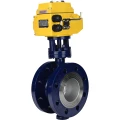 Затвор дисковый поворотный с тройным эксцентриситетом DN.ru WBV3EX-3431M-1W-F-ISO Ду80 Ру25 фланцевый, корпус - углеродистая сталь WCB, диск - нержавеющая сталь 304, METAL, с четвертьоборотным электроприводом DN.ru QT-N-015EM-O1-24VDC-У1 24В