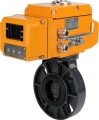 Затвор дисковый поворотный DN.ru WBV4242E-2W-Fb-ISO Дн125 Ру10 межфланцевый, корпус - НПВХ, диск - НПВХ, уплотнение - EPDM, с электроприводом DN.ru QT-N-005EM-B1-220VAC-У1 c датчиком обратной связи и входным управляющим сигналом 0-10