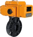 Затвор дисковый поворотный DN.ru WBV4242E-2W-Fb-ISO Дн80 Ру10 межфланцевый, корпус - НПВХ, диск - НПВХ, уплотнение - EPDM, с электроприводом DN.ru QT-N-005EM-B1-220VAC-У1 c датчиком обратной связи и входным управляющим сигналом 0-10