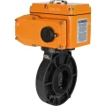 Затвор дисковый поворотный DN.ru WBV4242E-2W-Fb-ISO Дн80 Ру10 межфланцевый, корпус - НПВХ, диск - НПВХ, уплотнение - EPDM, с электроприводом DN.ru QT-N-003EM-O1-220VAC-У1