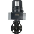 Затвор дисковый поворотный DN.ru WBV4242E-2W-Fb-ISO Дн200 Ру10 межфланцевый, корпус - НПВХ, диск - НПВХ, уплотнение - EPDM, с электроприводом DN.ru QTSA-N-014EM-O0-220VAC с пружинным возвратом