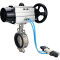 Затвор дисковый поворотный DN.ru WBV3232E-2W-Fb-H Ду150 Ру16, корпус - нержавеющая сталь 316L, диск - нержавеющая сталь 316L, уплотнение - EPDM, с пневмоприводом PA-DA-105-1 двойного действия, с пневмораспределителем 4V320-08 220В