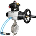 Затвор дисковый поворотный DN.ru WBV3232P-2W-Fb-H Ду125 Ру16, корпус - нержавеющая сталь 316L, диск - нержавеющая сталь 316L, уплотнение - PTFE, с пневмоприводом PA-DA-105-1 двойного действия, с пневмораспределителем 4V320-08 220В, с БКВ APL-410N EX