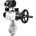 Затвор дисковый поворотный DN.ru WBV3232P-2W-Fb-H Ду125 Ру16, корпус - нержавеющая сталь 316L, диск - нержавеющая сталь 316L, уплотнение - PTFE, с пневмоприводом PA-DA-105-1 и с электропневматическим поворотным позиционером YT-1000RSN без обратной связи