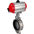 Затвор дисковый поворотный DN.ru WBV3232V-2W-Fb-H Ду125 Ру16, корпус - нержавеющая сталь 316L, диск - нержавеющая сталь 316L, уплотнение - Viton, с пневмоприводом PA-DA-083 двойного действия, с пневмораспределителем 4M310-08 24В