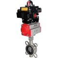 Затвор дисковый поворотный DN.ru WBV3232V-2W-Fb-H Ду50 Ру16, корпус - нержавеющая сталь 316L, диск - нержавеющая сталь 316L, уплотнение - Viton, с пневмоприводом PA-DA-065 двойного действия, с БКВ APL-410N EX