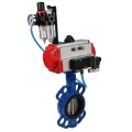 Затвор дисковый поворотный DN.ru WBV1413E-2W-Fb-H Ду125 Ру16, корпус - чугун GGG50, диск - чугун GGG40, уплотнение - EPDM, с пневмоприводом DN.ru PA-SA-130 с возвратными пружинами, с пневмораспределителем 4M310-08 24В, с БПВ AFC2000