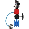 Затвор дисковый поворотный DN.ru WBV1313E-2W-F-H Ду100 Ру16 фланцевый, корпус - чугун GGG40, диск - чугун GGG40, EPDM, с пневмоприводом DN.ru PA-DA-105, пневмораспределителем 4V320-08 220В, БКВ APL-210N, ручным дублером MON1-250-T26-ISO и БПВ AFC2000