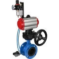 Затвор дисковый поворотный DN.ru WBV1313E-2W-F-H Ду65 Ру16 фланцевый, корпус - чугун GGG40, диск - чугун GGG40, EPDM, с пневмоприводом DN.ru PA-DA-105, пневмораспределителем DN.ru 4V320-10 220В, ручным дублером DN.ru MON1-250-T26-ISO и БПВ DN.ru AFC2000