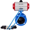 Затвор дисковый поворотный DN.ru WBV1313E-2W-F-H Ду125 Ру16 фланцевый, корпус - чугун GGG40, диск - чугун GGG40, уплотнение - EPDM, с пневмоприводом DN.ru PA-DA-130 и пневмораспределителем DN.ru 4V320-08 AC220V