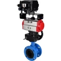 Затвор дисковый поворотный DN.ru WBV1313E-2W-F-H Ду50 Ру16 фланцевый, корпус - чугун GGG40, диск - чугун GGG40, EPDM, с пневмоприводом DN.ru PA-DA-105, позиционером DN.ru YT-1000RSN с обратной связью и ручным дублером DN.ru MON1-250-T26-ISO