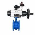 Затвор дисковый поворотный DN.ru WBV1331E-2W-F-H Ду100 Ру16 фланцевый, корпус - чугун GGG40, диск - нержавеющая сталь 304, уплотнение - EPDM, с пневмоприводом DN.ru PA-DA-105-1, 4M310-08 AC220V, APL-210N и AFC2000