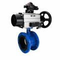 Затвор дисковый поворотный DN.ru WBV1331E-2W-F-H Ду50 Ру16 фланцевый, корпус - чугун GGG40, диск - нержавеющая сталь 304, уплотнение - EPDM, с пневмоприводом DN.ru PA-DA-105-1, 4M310-08 AC220V и APL-210N