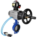 Затвор дисковый поворотный DN.ru WBV1432N-2W-Fb-H Ду125 Ру16, корпус - чугун GGG50, диск - нержавеющая сталь 316L, уплотнение - NBR, с пневмоприводом DN.ru PA-DA-105-1 двойного действия, с пневмораспределителем 4V320-08 220В, с БКВ APL-510N-EX