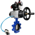 Затвор дисковый поворотный DN.ru WBV1616N-2W-Fb-H Ду125 Ру16 LUG корпус - чугун QT450, диск - чугун QT450, уплотнение - NBR, с пневмоприводом DN.ru PA-DA-105-1, пневмораспределителем 4V320-10 220В, БКВ APL-410N EX и БПВ AFC2000