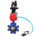 Затвор дисковый поворотный DN.ru WBV1616E-2W-Fb-H Ду65 Ру16 LUG корпус - чугун QT450, диск - чугун QT450, уплотнение - EPDM, с пневмоприводом DN.ru PA-SA-105, пневмораспределителем 4V320-10 220В, БКВ APL-210N и БПВ AFC2000