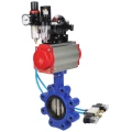Затвор дисковый поворотный DN.ru WBV1616N-2W-Fb-H Ду65 Ру16 LUG корпус - чугун QT450, диск - чугун QT450, уплотнение - NBR, с пневмоприводом DN.ru PA-SA-105, пневмораспределителем 4V320-10 220В, БКВ APL-210N и БПВ AFC2000