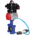 Затвор дисковый поворотный DN.ru WBV1616E-2W-Fb-H Ду65 Ру16 LUG корпус - чугун QT450, диск - чугун QT450, уплотнение - EPDM, с пневмоприводом DN.ru PA-SA-105, пневмораспределителем 4V320-10 220В и БКВ APL-410N EX