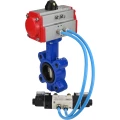 Затвор дисковый поворотный DN.ru WBV1616E-2W-Fb-H Ду50 Ру16 LUG корпус - чугун QT450, диск - чугун QT450, уплотнение - EPDM, с пневмоприводом DN.ru PA-DA-065 и пневмораспределителем 4V320-10 220В
