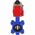 Затвор дисковый поворотный DN.ru WBV1616E-2W-Fb-H Ду65 Ру16 LUG корпус - чугун QT450, диск - чугун QT450, уплотнение - EPDM, с пневмоприводом DN.ru PA-DA-065
