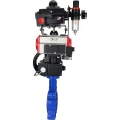 Затвор дисковый поворотный DN.ru WBV1631N-2W-Fb-H Ду65 Ру16 LUG корпус - чугун QT450, диск - нержавеющая сталь 304, NBR, с пневмоприводом DN.ru PA-DA-065, пневмораспределителем 4M310-08 220В, БКВ APL-410N EX, редуктором MON1-250-T26-ISO и БПВ AFC2000