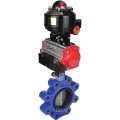 Затвор дисковый поворотный DN.ru WBV1631E-2W-Fb-H Ду65 Ру16 LUG корпус - чугун QT450, диск - нержавеющая сталь 304, уплотнение - EPDM, с пневмоприводом DN.ru PA-SA-105, пневмораспределителем 4M310-08 24В и БКВ APL-510N EX
