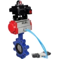 Затвор дисковый поворотный DN.ru WBV1631N-2W-Fb-H Ду80 Ру16 LUG корпус - чугун QT450, диск - нержавеющая сталь 304, уплотнение - NBR, с пневмоприводом DN.ru PA-DA-083, пневмораспределителем 4V320-08 220В и БКВ APL-410N EX