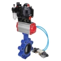 Затвор дисковый поворотный DN.ru WBV1631N-2W-Fb-H Ду80 Ру16 LUG корпус - чугун QT450, диск - нержавеющая сталь 304, уплотнение - NBR, с пневмоприводом DN.ru PA-SA-105, пневмораспределителем 4V320-08 220В, БКВ APL-510N EX и БПВ AFC2000