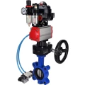 Затвор дисковый поворотный DN.ru WBV1631E-2W-Fb-H Ду65 Ру16 LUG корпус - чугун QT450, диск - нержавеющая сталь 304, EPDM, с пневмоприводом DN.ru PA-DA-065, пневмораспределителем 4V320-08 220В, БКВ APL-510N EX, редуктором MON1-250-T26-ISO и БПВ AFC2000