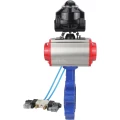 Затвор дисковый поворотный DN.ru WBV1631N-2W-Fb-H Ду65 Ру16 LUG корпус - чугун QT450, диск - нержавеющая сталь 304, уплотнение - NBR, с пневмоприводом DN.ru PA-SA-105, пневмораспределителем 4V320-10 220В и БКВ APL-510N EX