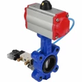 Затвор дисковый поворотный DN.ru WBV1631E-2W-Fb-H Ду50 Ру16 LUG корпус - чугун QT450, диск - нержавеющая сталь 304, уплотнение - EPDM, с пневмоприводом DN.ru PA-DA-065 и пневмораспределителем 4V320-08 220В