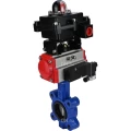 Затвор дисковый поворотный DN.ru WBV1631E-2W-Fb-H Ду65 Ру16 LUG корпус - чугун QT450, диск - нержавеющая сталь 304, уплотнение - EPDM, с пневмоприводом DN.ru PA-SA-105, пневмораспределителем 4M310-08 24В и БКВ APL-410N EX