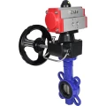Затвор дисковый поворотный для абразивных сред DN.ru WBV1632E-2W-Fb-H Ду100 Ру16, корпус - чугун QT450, диск - нержавеющая сталь 316L, EPDM, пневмоприводом PA-DA-065 и ручным дублером DN.ru MON1-250-T26-ISO