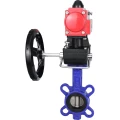 Затвор дисковый поворотный для абразивных сред DN.ru WBV1632E-2W-Fb-H Ду100 Ру16, корпус - чугун QT450, диск - нержавеющая сталь 316L, EPDM, пневмоприводом PA-DA-065 и ручным дублером DN.ru MON1-250-T26-ISO