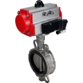 Затвор дисковый поворотный DN.ru WBV3131N-2W-Fb-H Ду150 Ру16, корпус - нержавеющая сталь 304, диск - нержавеющая сталь 304, уплотнение - NBR, с пневмоприводом DN.ru PA-DA-105 и пневмораспределителем DN.ru 4M310-08 220В
