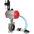 Затвор дисковый поворотный DN.ru WBV3131N-2W-Fb-H Ду65 Ру16, корпус - нержавеющая сталь 304, диск - нержавеющая сталь 304, уплотнение - NBR, с пневмоприводом DN.ru PA-SA-105, пневмораспределителем DN.ru 4V320-10 220В и БПВ DN.ru AFC2000