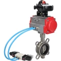 Затвор дисковый поворотный DN.ru WBV3131V-2W-Fb-H Ду125 Ру16, корпус - нержавеющая сталь 304, диск - нержавеющая сталь 304, уплотнение - VITON, с пневмоприводом DN.ru PA-DA-105, пневмораспределителем DN.ru 4V320-10 220В и БКВ DN.ru APL-210N