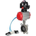 Затвор дисковый поворотный DN.ru WBV3131V-2W-Fb-H Ду65 Ру16, корпус - нержавеющая сталь 304, диск - нержавеющая сталь 304, уплотнение - VITON, с пневмоприводом DN.ru PA-SA-105, пневмораспределителем DN.ru 4V320-10 220В и БКВ DN.ru APL-510N EX