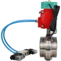 Затвор дисковый поворотный DN.ru WBV3131E-2W-T-H Ду20 Ру10 резьбовой, корпус - пищевая нержавеющая сталь 304, уплотнение - EPDM, с пневмоприводом PA-SA-065, пневмораспределителем 4V320-08 220В и магнитным переключателем ALS200D
